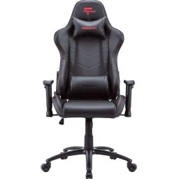 Геймърски стол FragON 2X Series V2, изкуствена кожа, до 130kg, стандартна с люлееща функция, 2D регулируеми подлакътници, газов амортисьор клас 4, лумбална и шийна възглавница, черен