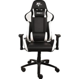 Геймърски стол FragON 2X Series V2, изкуствена кожа, до 130kg, стандартна с люлееща функция, 2D регулируеми подлакътници, газов амортисьор клас 4, лумбална и шийна възглавница, черен/бял
