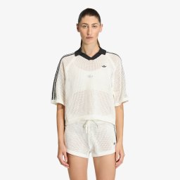 Тениска adidas Knitted Crochet Polo Off White L