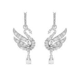 Swarovski Обици Swan 5723388 Сребрист