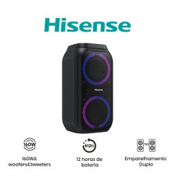 Аудио система Hisense Party speaker 2.0 Ch., 160W, BT, 12h play, Black
