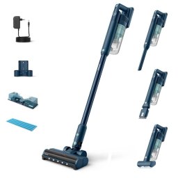 Вертикална прахосмукачка Philips XC5141/01 Aqua Серия 5000, Автономия до 60 мин., 3-степенна система за филтриране, LED светлина, Дисплей, Сменяема 25.2V батерия, Синерия, Син