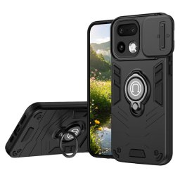 Хибриден гръб със стойка и слайдер за камера за Realme 16 Pro+ - черен