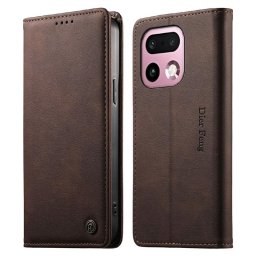 Калъф тип портмоне марка DIERFENG за Realme 16 Pro+ - тъмно кафяв