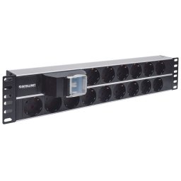 Разклонител INTELLINET 714051, 19", 15 гнезда, 2U, алуминиев, 3m, черен