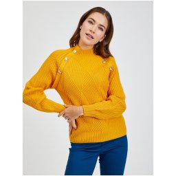 Yellow Women's Ribbed Sweater with Decorative Buttons ORSAY - Women