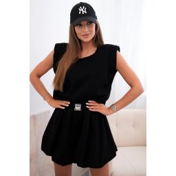 Kesi Włoski Women's butter set with a sleeveless blouse and wide-leg shorts black