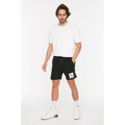 Trendyol Black Regular Cut Medium Length City Printed Shorts