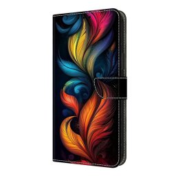 Кожен калъф тип портмоне за Xiaomi Redmi Note 15 Pro 5G - шарени пера