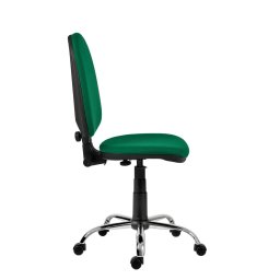 Работен стол Antares GOLF PLUS CR, до 120кг, дамаска, хромирана база, газов механизъм, коригиране на височината, черно-зелен