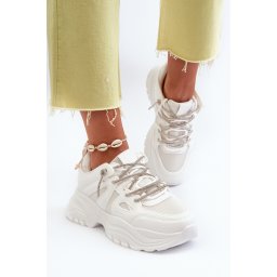 Boto Дамски маратонки на масивна подметка с декоративни връзки White Relissa