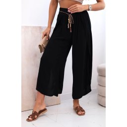Kesi Włoski Women's viscose trousers with leg slit black