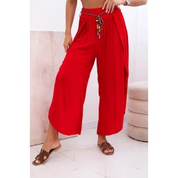 Kesi Włoski Women's viscose trousers with leg slit red