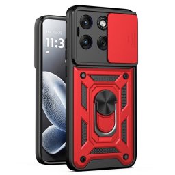 Хибриден гръб със стойка и слайдър за камера за Motorola Edge 70 Fusion 5G - червен