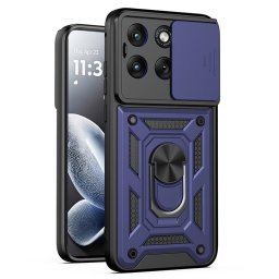 Хибриден гръб със стойка и слайдър за камера за Motorola Edge 70 Fusion 5G - тъмно син