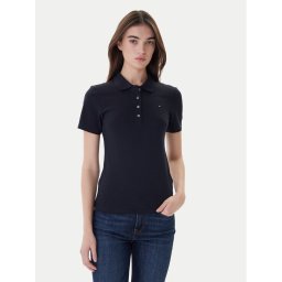 Tommy Hilfiger Тениска с яка и копчета 1985 WW0WW42047 Тъмносин Slim Fit