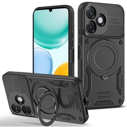 Хибриден гръб с кръгла метална стойка за Honor X5c Plus - черен