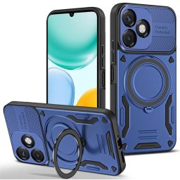 Хибриден гръб с кръгла метална стойка за Honor X5c Plus - тъмно син