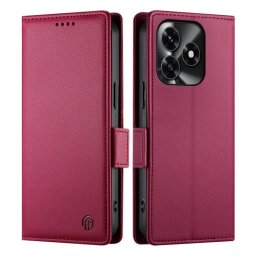 Кожен калъф тип портмоне с магнитна закопчалка за Honor X5c Plus - ярко розов