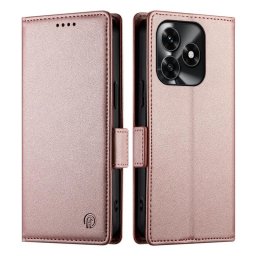 Кожен калъф тип портмоне с магнитна закопчалка за Honor X5c Plus - перлено розов