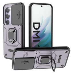 Хибриден гръб със стойка и слайдър за камера за Xiaomi Redmi 15 4G - тъмно лилав