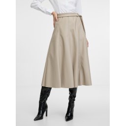 Beige women's faux leather midi skirt ORSAY - Women's