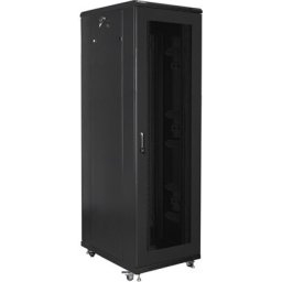 Комуникационен шкаф Lanberg rack cabinet 19" free-standing 42U / 800x800 self-assembly flat pack with mesh door, black