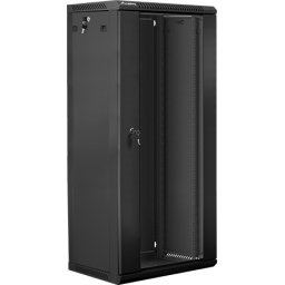 Комуникационен шкаф Lanberg rack cabinet 19" wall-mount 27U / 600x450 for self-assembly (flat pack), black