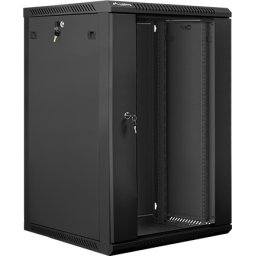 Комуникационен шкаф Lanberg rack cabinet 19" wall-mount 18U / 600x600 for self-assembly (flat pack), black