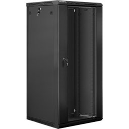 Комуникационен шкаф Lanberg rack cabinet 19" wall-mount 27U / 600x600 for self-assembly (flat pack), black