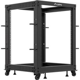 Комуникационен шкаф Lanberg open rack 19" 15U 600x600-1100 adjustable black