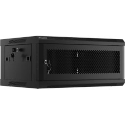 Комуникационен шкаф Lanberg rack cabinet 19" wall-mount 4U/600x450 with perforated door black (flat pack)