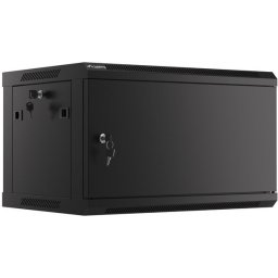 Комуникационен шкаф Lanberg rack cabinet 19" wall-mount 6U/600x450 for self-assembly with metal door black (flat pack)