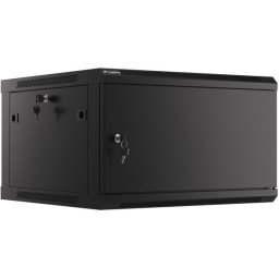 Комуникационен шкаф Lanberg rack cabinet 19" wall-mount 6U/600x600 for self-assembly with metal door black (flat pack)