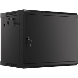Комуникационен шкаф Lanberg rack cabinet 19" wall-mount 9U/600x450 for self-assembly with metal door black (flat pack)