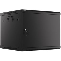 Комуникационен шкаф Lanberg rack cabinet 19" wall-mount 9U/600x600 for self-assembly with metal door black (flat pack)