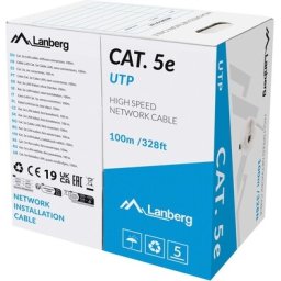 Кабел Lanberg LAN cable CAT.5e utp 100m solid cu grey cpr + fluke passed