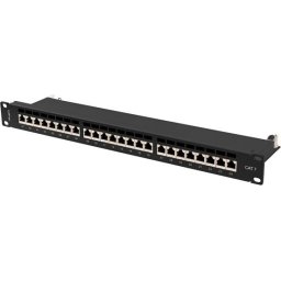 Пач панел Lanberg patch panel 24 port 1U 19" CAT.7 ftp with cable organizer shielded black