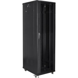Комуникационен шкаф Lanberg rack cabinet 19" free-standing 42U / 600x1000 self-assembly flat pack, black