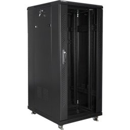 Комуникационен шкаф Lanberg rack cabinet 19" free-standing 27U / 600x800 self-assembly flat pack, black