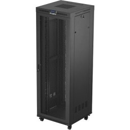Комуникационен шкаф Lanberg rack cabinet 19" free-standing 47U/800X800 (FLAT PACK) with mesh door LCD black