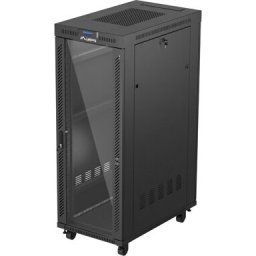 Комуникационен шкаф Lanberg rack cabinet 19" free-standing 32U/600X1000 (FLAT PACK) with glass door LCD black