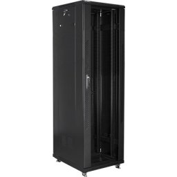 Комуникационен шкаф Lanberg rack cabinet 19" free-standing 42U / 600x800 self-assembly flat pack, black
