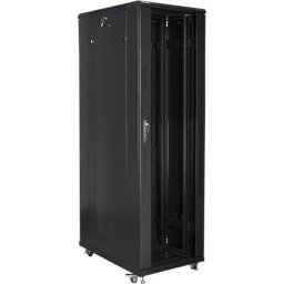 Комуникационен шкаф Lanberg rack cabinet 19" free-standing 42U / 800x1000 self-assembly flat pack, black