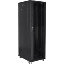 Комуникационен шкаф Lanberg rack cabinet 19" free-standing 42U / 800x800 self-assembly flat pack, black