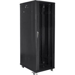 Комуникационен шкаф Lanberg rack cabinet 19" free-standing 47U / 800x800 self-assembly flat pack, black