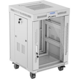 Комуникационен шкаф Lanberg rack cabinet 19" free-standing 15U/600x600 (flat pack) with glass door lcd grey v2
