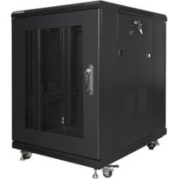Комуникационен шкаф Lanberg rack cabinet 19" free-standing 15U/600x800 (flat pack) with mesh door black