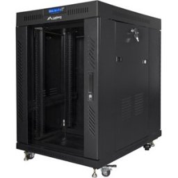 Комуникационен шкаф Lanberg rack cabinet 19" free-standing 15U/800x1000 (flat pack) with glass door lcd black v2