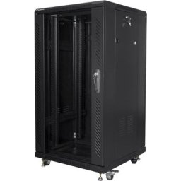 Комуникационен шкаф Lanberg rack cabinet 19" free-standing 22U/600x600 (flat pack) black
